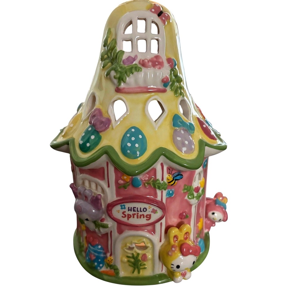 Blue Sky Clayworks Hello Kitty and Friends Hello Spring Ceramic Tea Light House